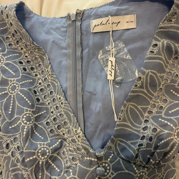 Petal & Pup Light Blue Floral Lace Maxi Dress - Picture 4 of 4